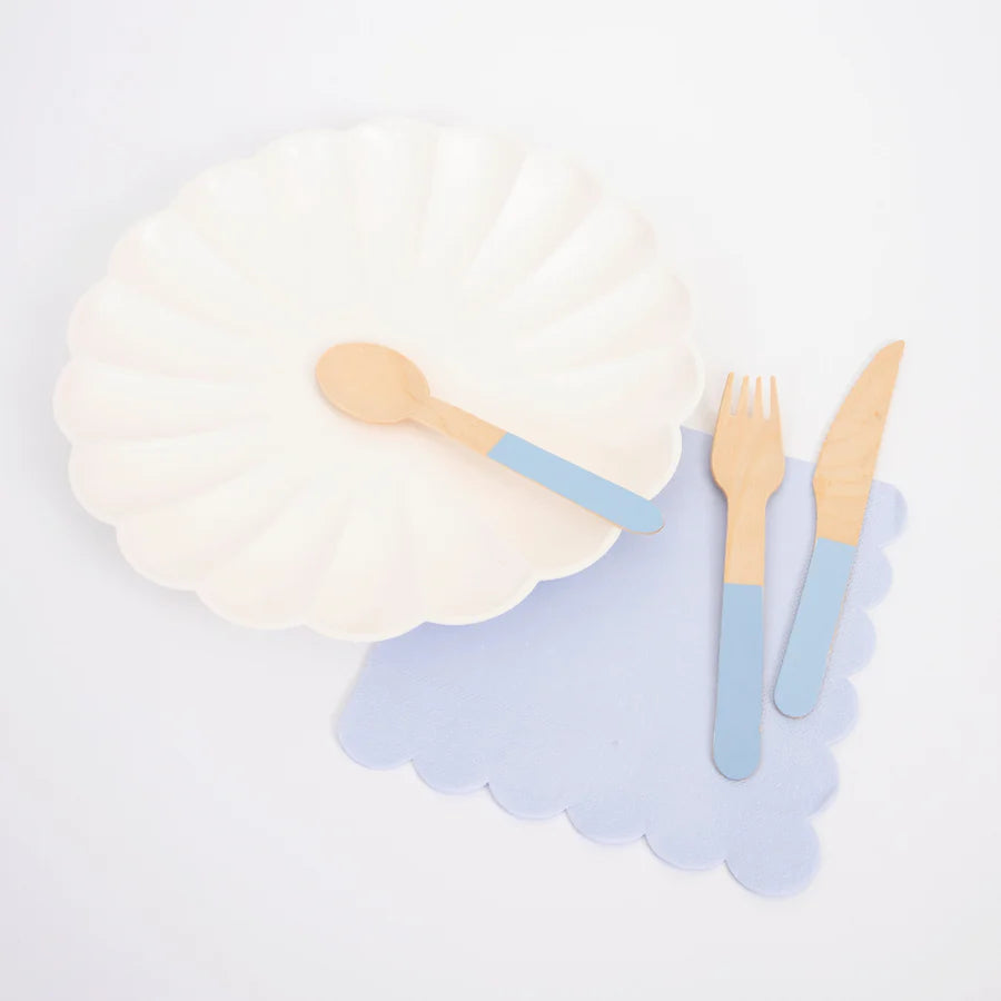 Blue Wooden Cutlery Set