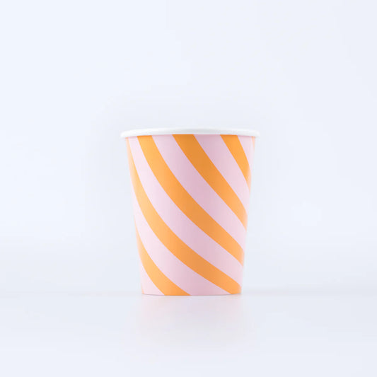 Pink & Orange Stripy Cups