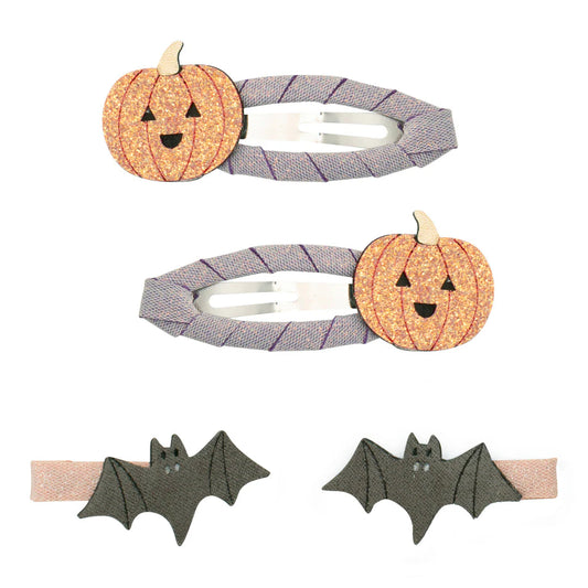 Pumpkin & bat clip set