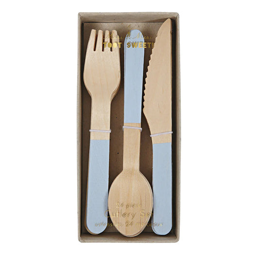 Blue Wooden Cutlery Set